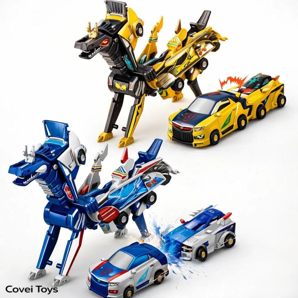 Carrinho De Dinossauro Magnético 2 Em 1 Presente Menino Menina Transformável Automática Por Colisão