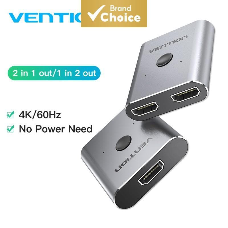 Divisor HDMI Vention bidirecional 4K: 1 entrada / 2 saídas ou 2 entradas / 1 saída. Seletor para PC e TV Stick.