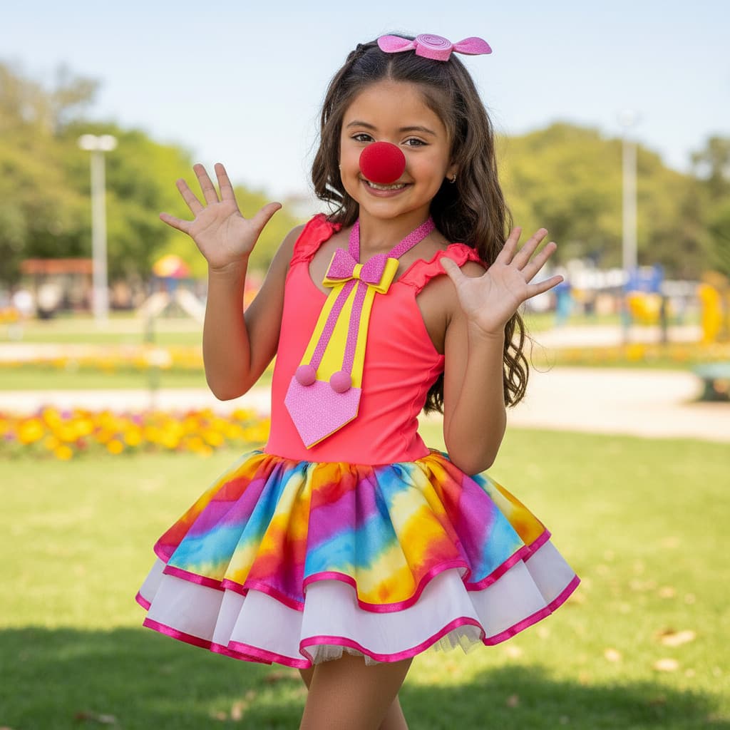 Fantasia Infantil Palhaça Circo Palhacinha + Gravata e Tic-Tac Balinha Envio Imediato