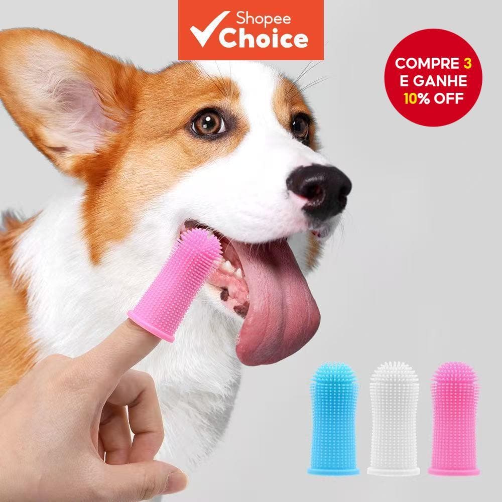  Conjunto de 4 escovas de dentes de silicone para pets Embalado em caixa Limpeza completa de 360° dos dentes Seguro e