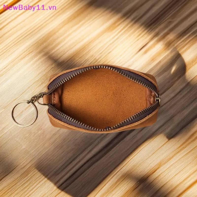 NewBaby Retro Bolsa De Moedas De Couro Simples Zíper Embreagem Carteira Titular Do Cartão De Crédito Sacos Chave Masculi