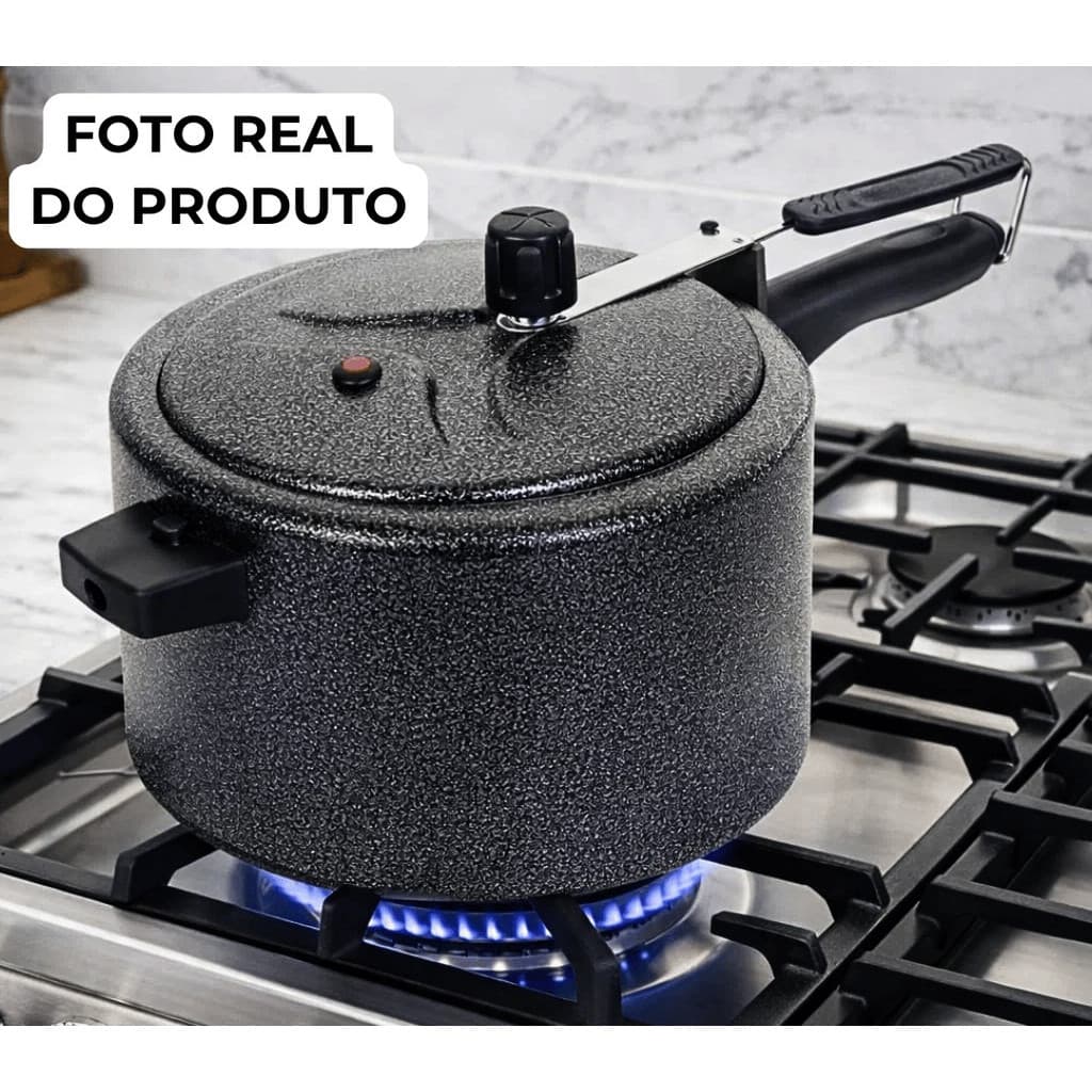 Panela de Pressão 4,5 Litros Preto Craqueada ASJ Segura Cozinha