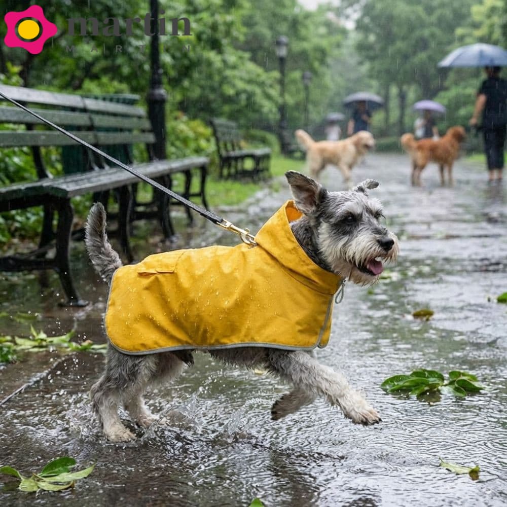 Capa À Prova D'água MARTIN , De Chuva Com Capuz Para Cachorro Cobertura Total E Faixa Reflexiva Animais De Estimação