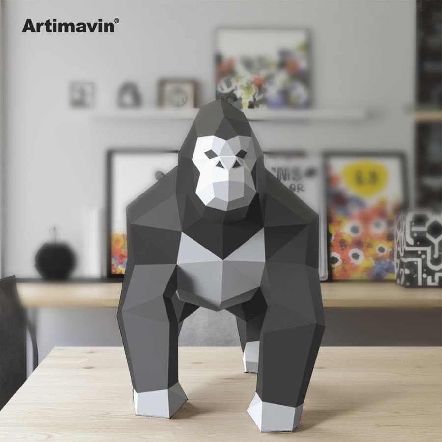 MOMO Molde de papel tridimensional gorila tridimensional criativo tridimensional Origami decoração de interiores artesan