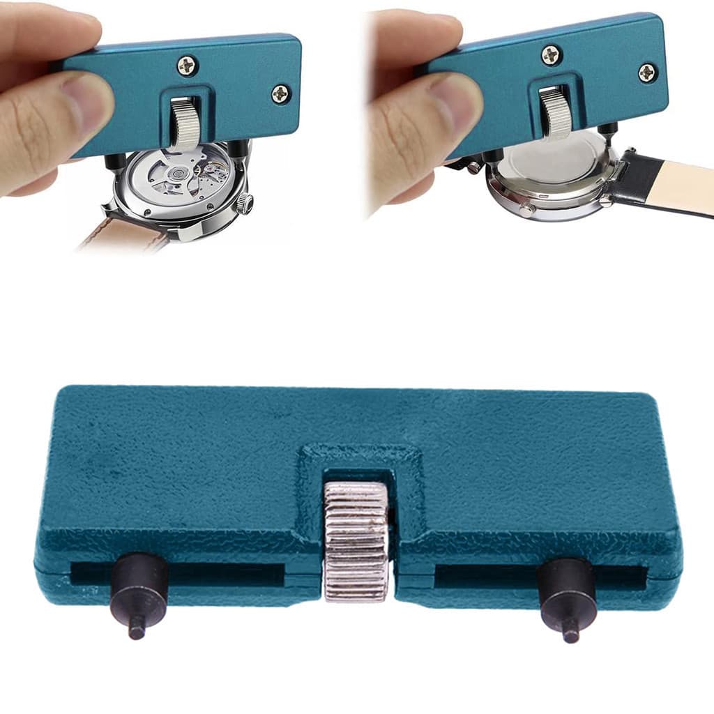 1 peça de abridor de tampa traseira de relógio portátil e ajustável, prensador, removedor, chave de parafuso, conjunto d