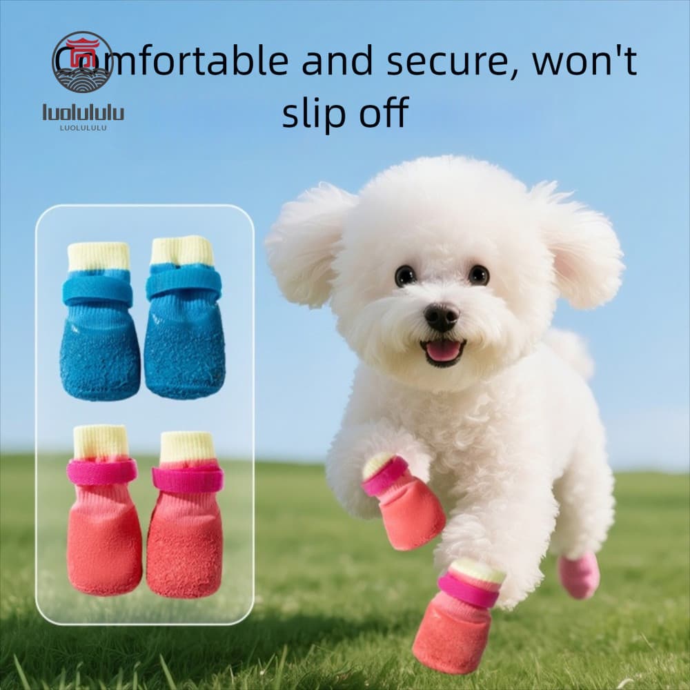 LUOLULULU 4 Pçs/Set Sapatos Para Cães , De Malha Impermeáveis Ajustáveis Filhotes De Cachorro , Capa Antiderrapante Anti