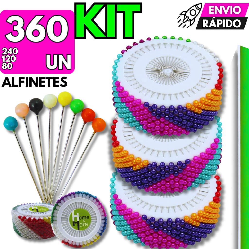 Alfinete Cabeça Colorida Kit 360/240/120/80 Para Costura Marcações Barra Vestido Calça