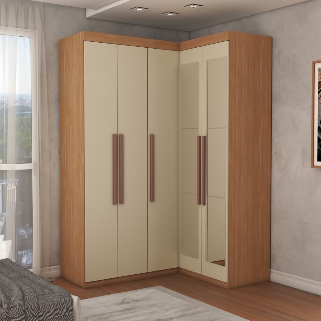 Guarda-Roupa Solteiro Modulado Odisseia 5 Portas 12 Prateleiras Com Espelho - Panorama Móveis