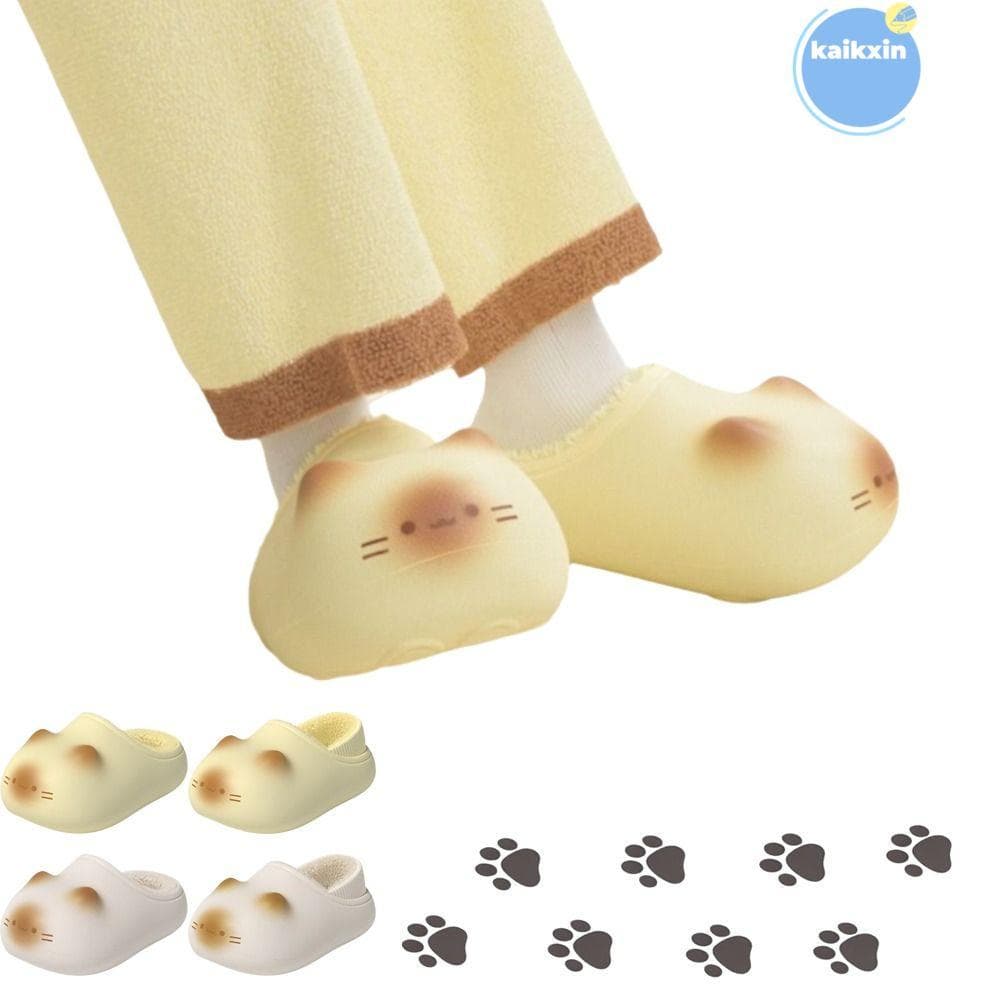 Chinelos De Gato KAIKXIN , Mulas De Gatinho Com Fundo Impermeável , Chinelo De Pelúcia Aumento De Lã Fechado Quente