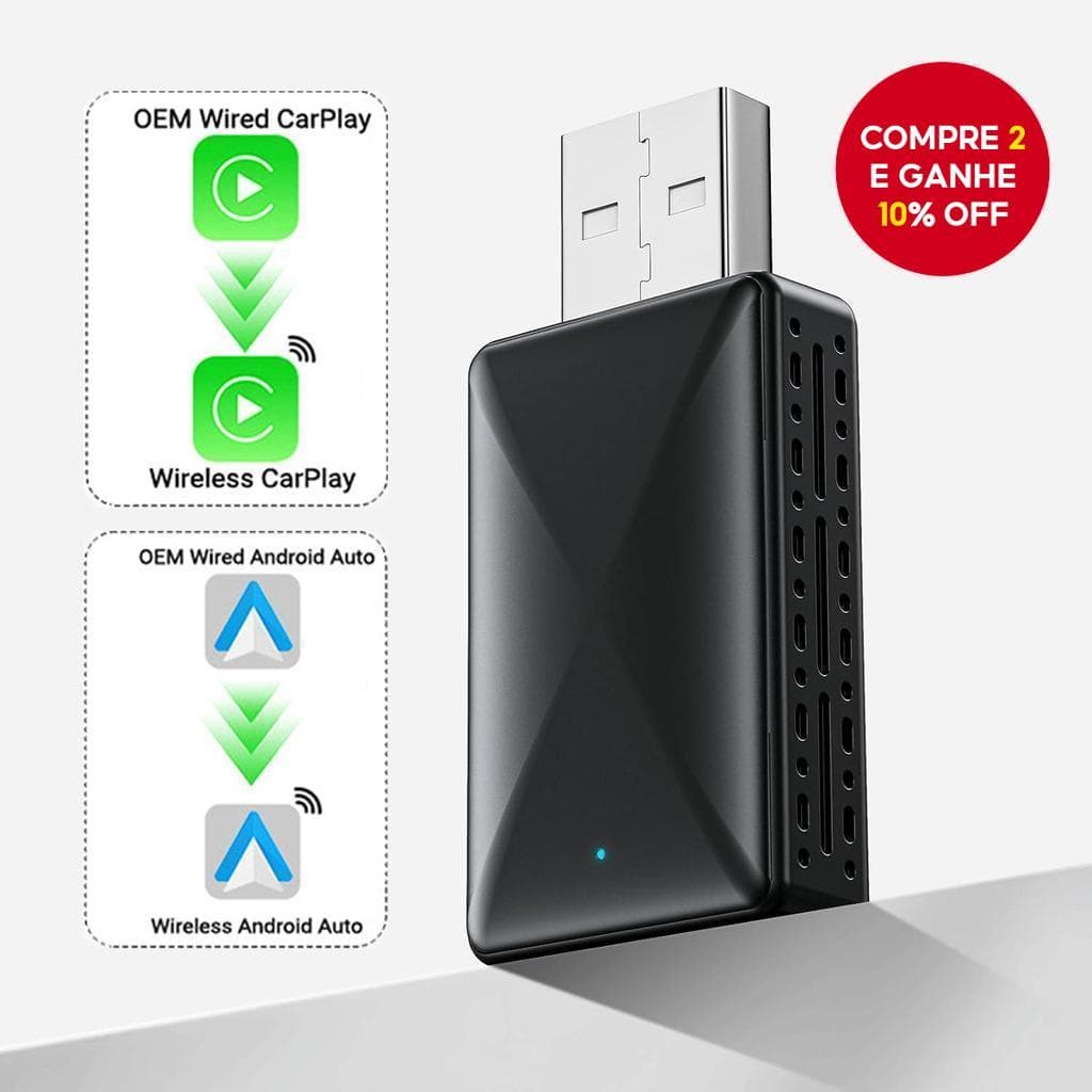 Estilo de vida - Explosão transfronteiriça - Adaptador inteligente sem fio CarPlay Android Auto, plug and play, conexão