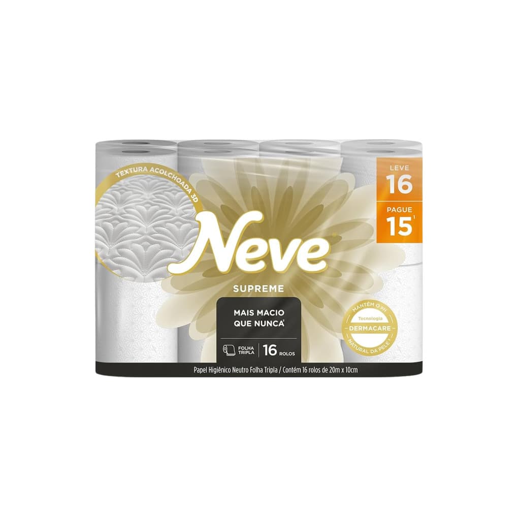 Papel Higiênico Folha Tripla 20m Leve 16 e Pague 15 Neve