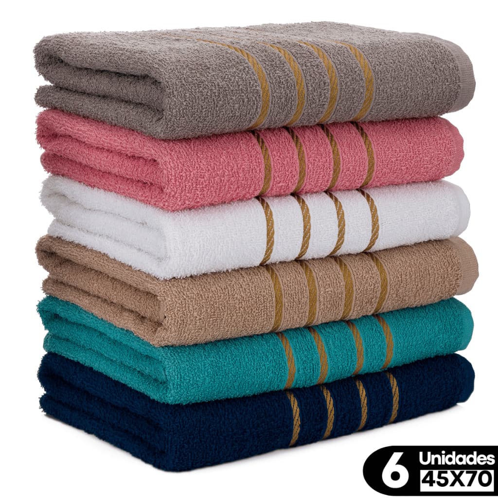 Kit 6 Toalhas de Rosto Macia Luxo Felpuda 100% Algodão