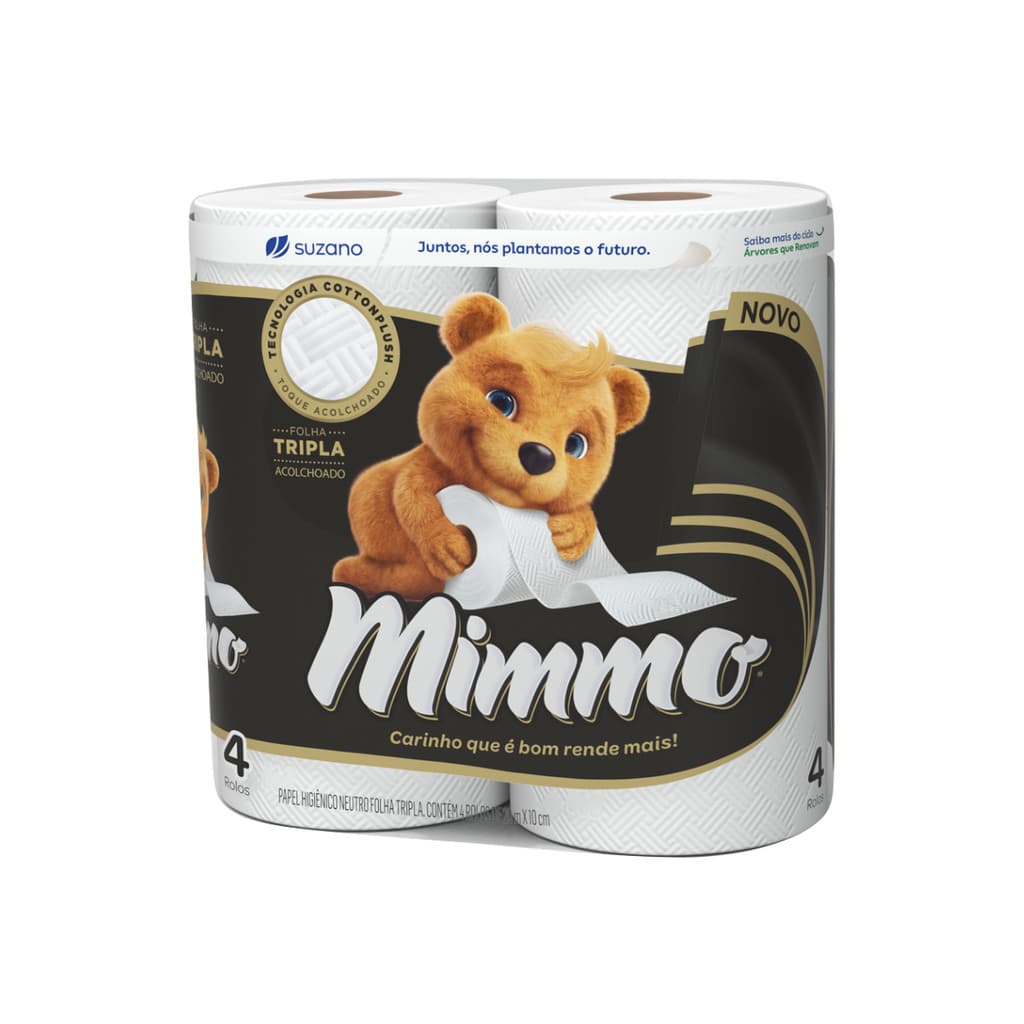 Papel Higiênico Folha Tripla 20m com 4 Rolos Mimmo