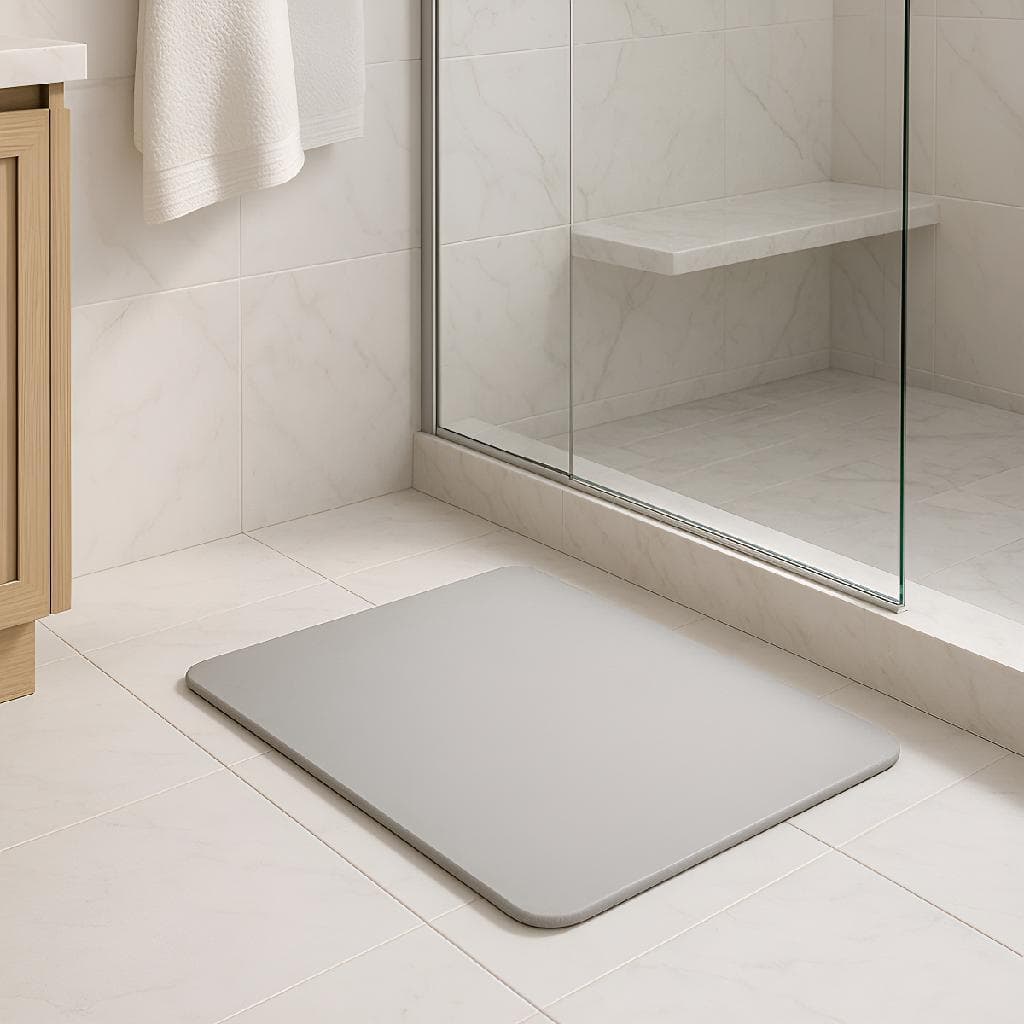 Tapete Lyor De Pedra Diatomita Para Banheiro Cinza 60cm