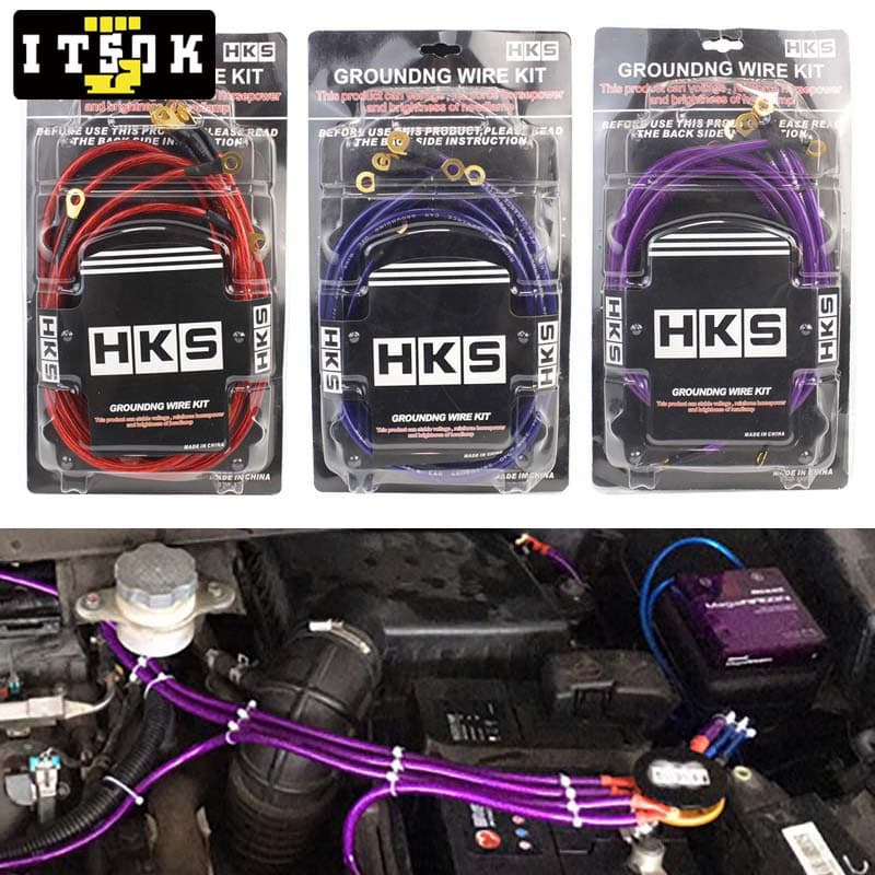 【ITSOK】Sistema de Terra HKS 5 Pontos Universal - Fio de Aterramento de Performance para Todos os Carros
