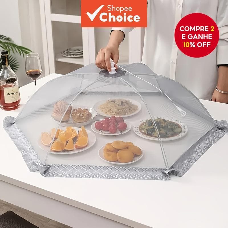 Capa De Rede Cinza 70cm , Malha Dobrável Para Cobertura De Alimentos Mesa Doméstica
