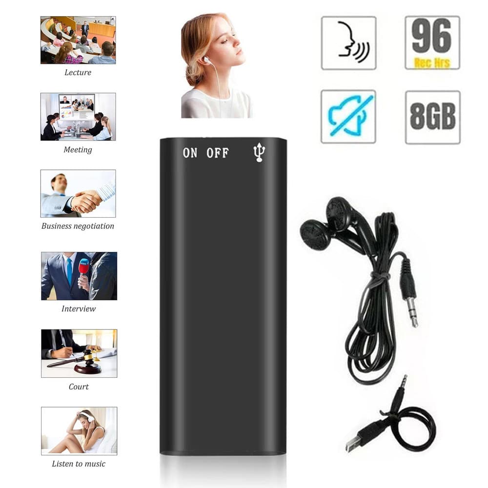Gravador De Voz Em Miniatura Estilo Espião, 8GB, Dispositivo De Monitoramento Profissional, Capaz De Gravar 96H