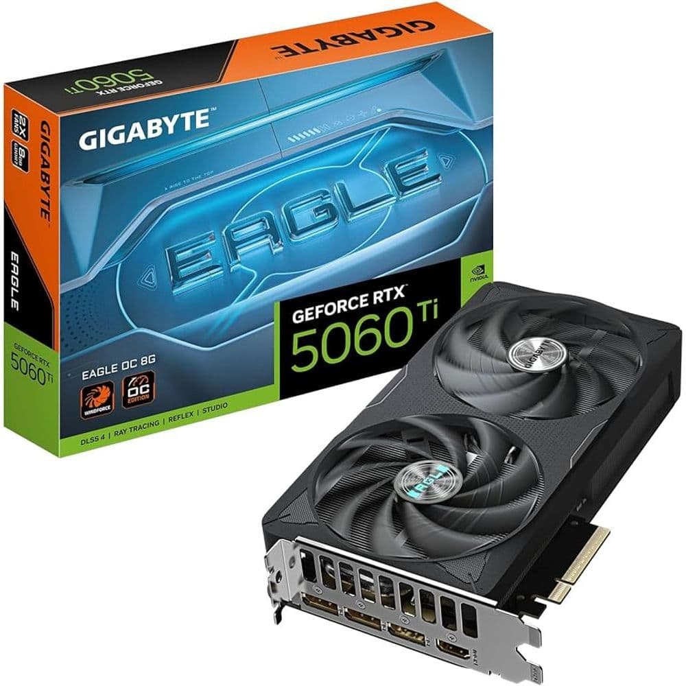 Placa de Vídeo NVIDIA GeForce GIGABYTE RTX5060TI Eagle OC 8GB GDDR7 128bits - GV-N506TEAGLE OC-8GD