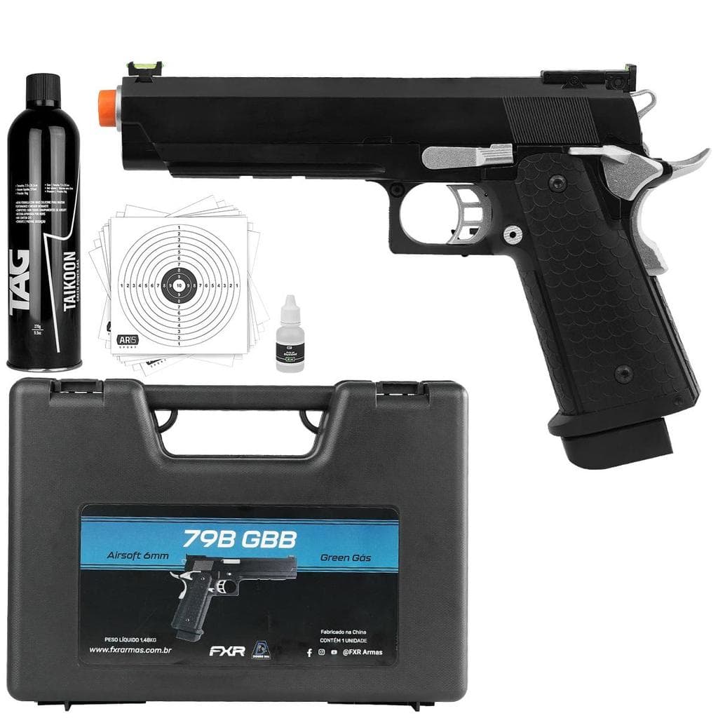 Pistola 1911 Silver GBB 6mm Blowback Double Bell + Green Gas