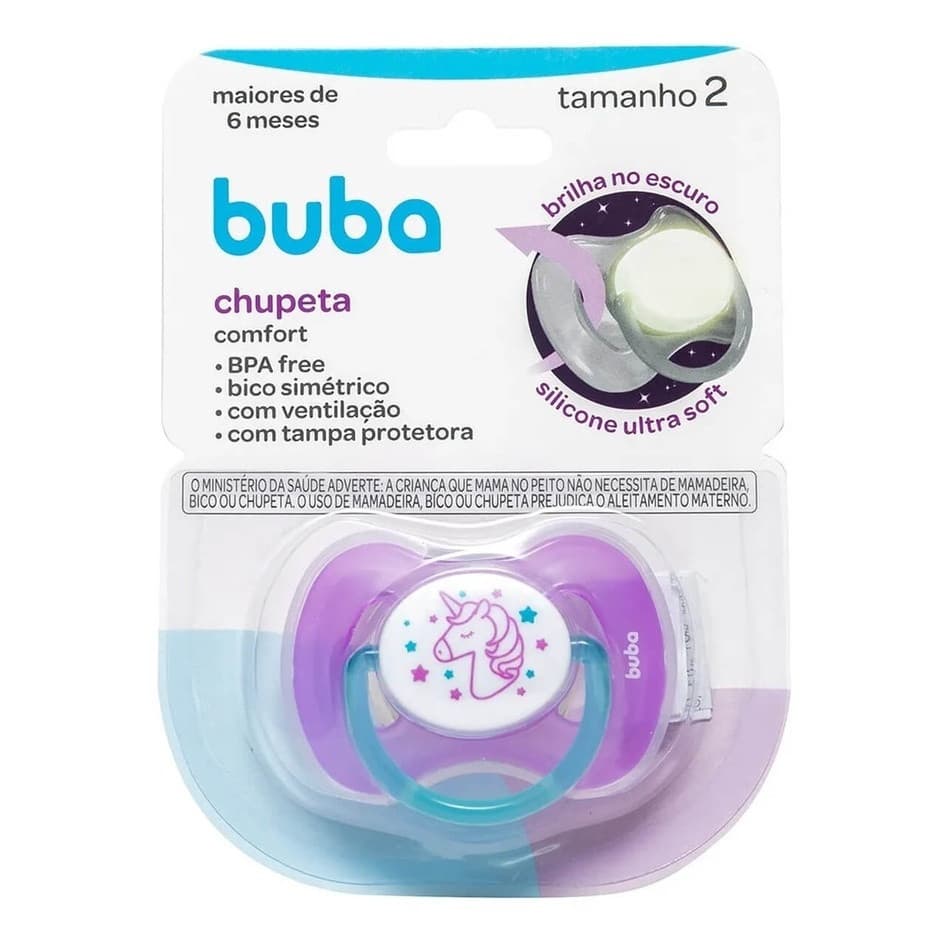 Chupeta Comfort Ultra Soft Silicone – Tamanho 1 (0–6m) ou Tamanho 2 (+6m) – Buba