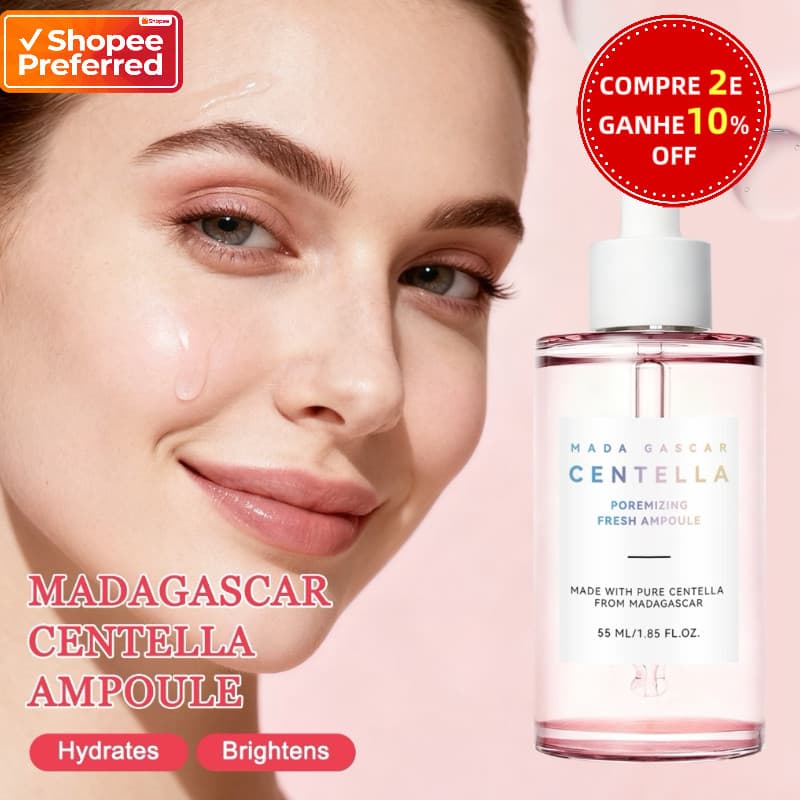 Centella Asiática Ampola 55ml | Minimiza Poros, Acalma, Ilumina, Reduz Linhas Finas, Tira Tensão da Pele, Cuidado Acne