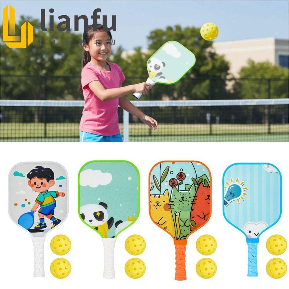 Conjunto De Pickleball Infantil LIANFU , Durável De Desenho Animado , Raquetes Infantis De 2 Bolas