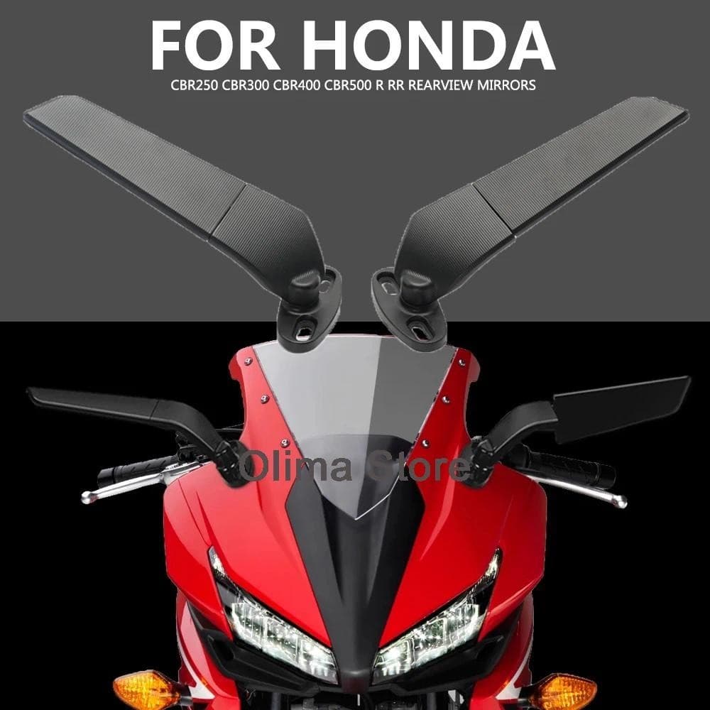 Nova Motocicleta Modificada 2 Pcs Espelhos Retrovisores Asa De Vento Laterais Giratórios Ajustáveis Para HONDA CBR250 CB