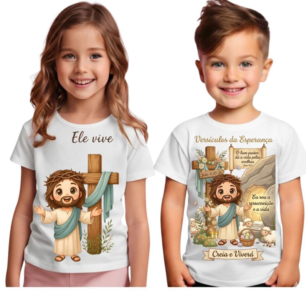 Camiseta Camisa T-shirt Blusa Unissex Infantil Páscoa Ele Vive
