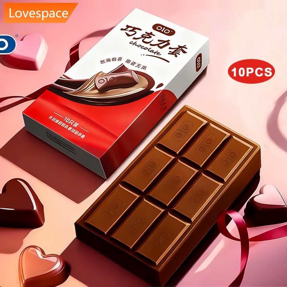 LS-STORE 10pcs Preservativo Sabor Chocolate Mangas De Estimulação Para Adultos Preservativos Masculinos Produto A1N5