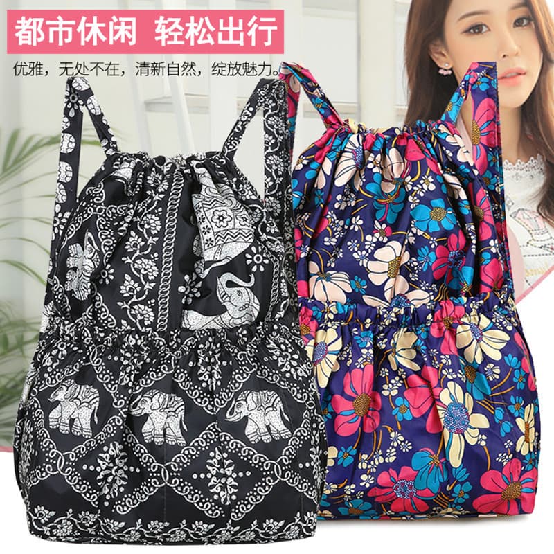 Cordão cordão bolso mochila feminina esportes ao ar livre mamãe grande capacidade algemado saco de pano leve saco de via