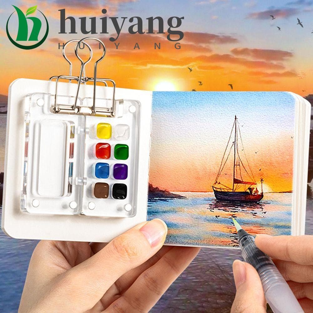 Paleta De Pintura Aquarela HUIYANG , Caixa De Pigmento De Tinta Acrílica De Grade 8/15 , Mini Portátil Com Clipe Vazia