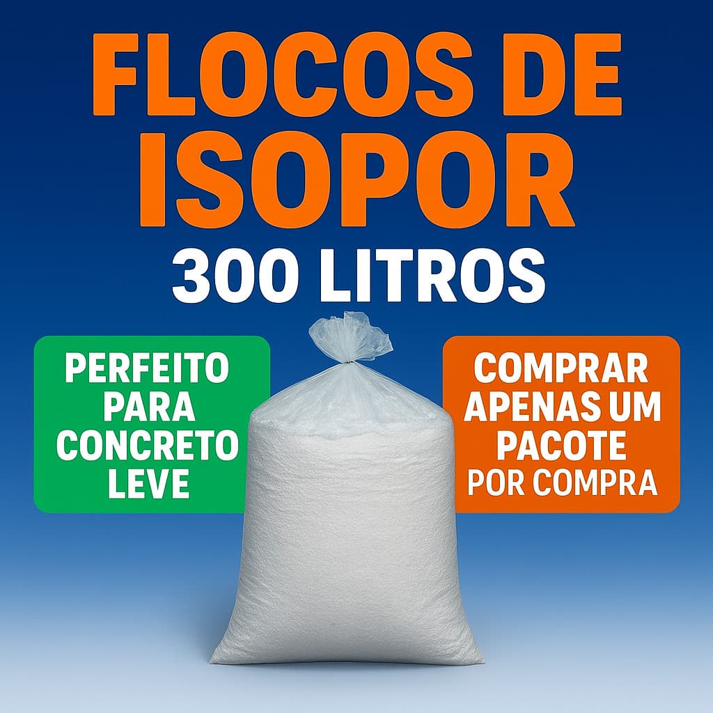 FLOCOS DE ISOPOR COM 300 LITROS PARA CONCRETO LEVE, ENCHIMENTO, ARTESANATO