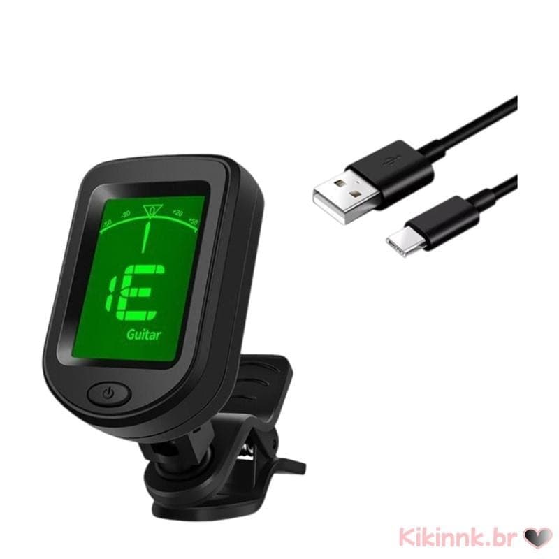 Clipe Afinador Guitarra Display Elétrico Digital LCD Metrônomo Recarregável usb