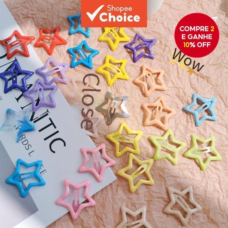 20pcs Clipe De Cabelo Estrela Dopamina - Presilhas Coloridas Antiderrapantes Para Mulheres E Meninas