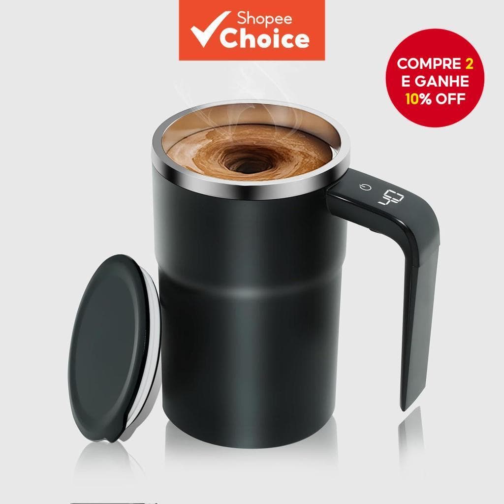  Caneca Misturadora Automática com Tampa à Prova de Derramamento e Alça com Display LED, Copo de Mistura Magnética