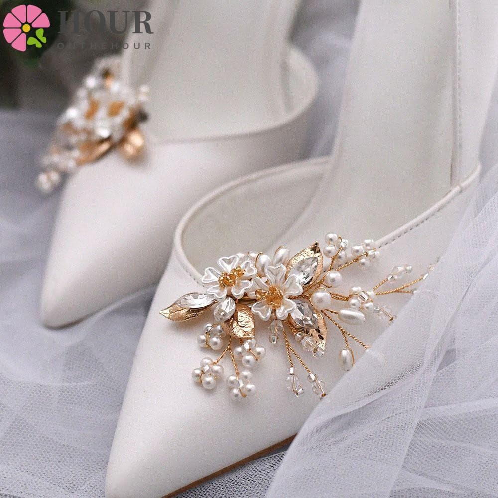 HOUR 2PCS (1 Pares) Rhinestone Shoe Clip Brilhante Sapatos De Festa De Casamento Acessórios Noiva Crystal Flower
