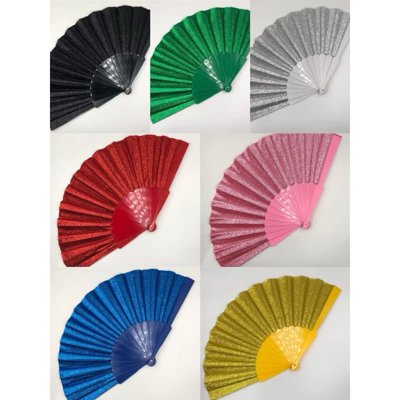 Leque Glitter Diversas Cores Colorido Dobravel Festa Fantasia Carnaval Show Festival Cosplay Halloween Parada Gay LGBT