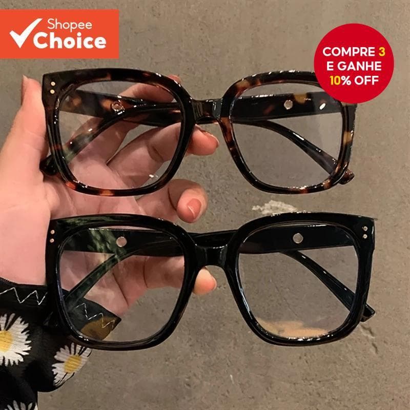 Óculos Quadrados Retrô-Armação De Detalhes Com Bloqueio De Luz Azul E Rebite