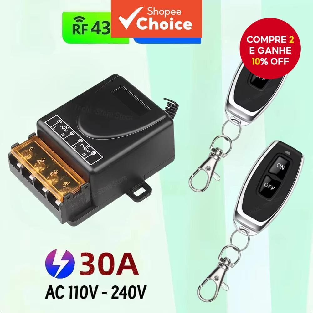 Interruptor Sem Fio Para Aquecedores De Água Teto Lâmpada LED RF 433Mhz Sistema De Relé AC Transmissor Liga/Desliga