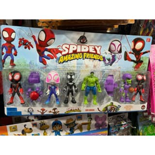 Kit Cartelado 6 bonecos Spidey Amazing Friends Homem aranha  + acessórios articuláveis 12 cm Envio Imedito