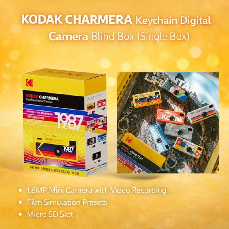 Chaveiro KODAK CHARMERA Caixa Cega Para Câmera Digital (Única)-Mini De 1.6 Mp Com Gravação De Vídeo , Predefinições De Simulação De Filme , Slot Micro SD , Pingente De Bolsa Adolescentes E Adultos