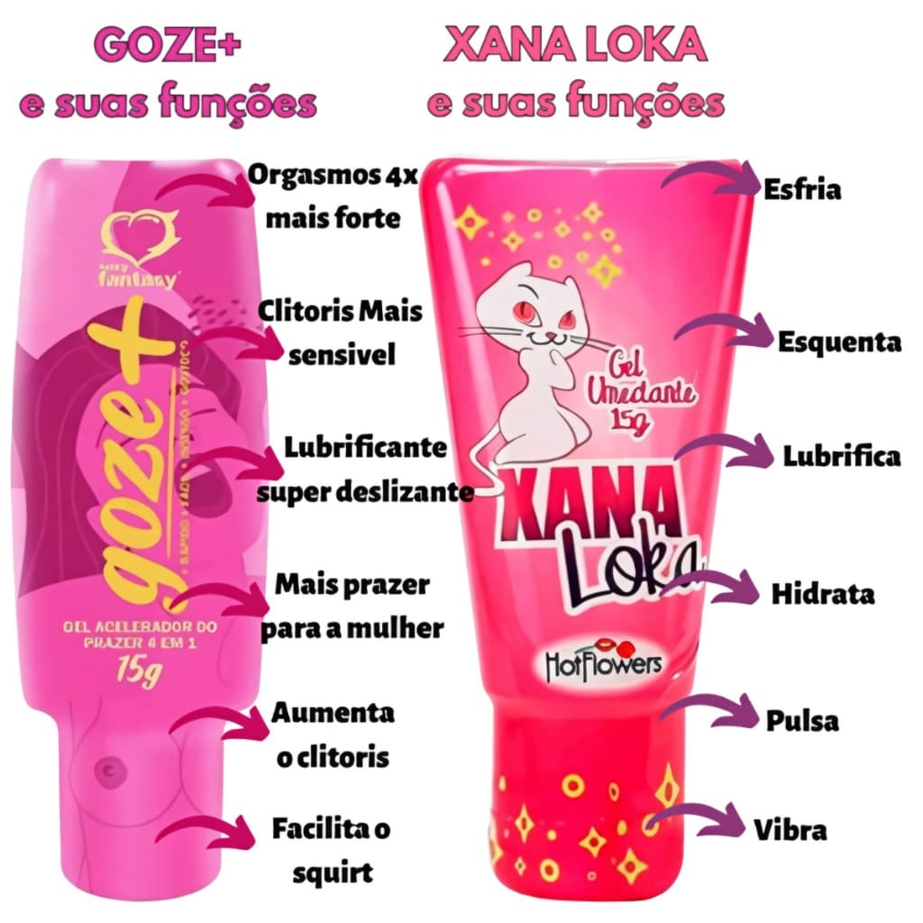 SEX SHOP Gel Lubrificante Goze Mais Acelerador do Prazer Feminino + Gel Feminino Xana Loka