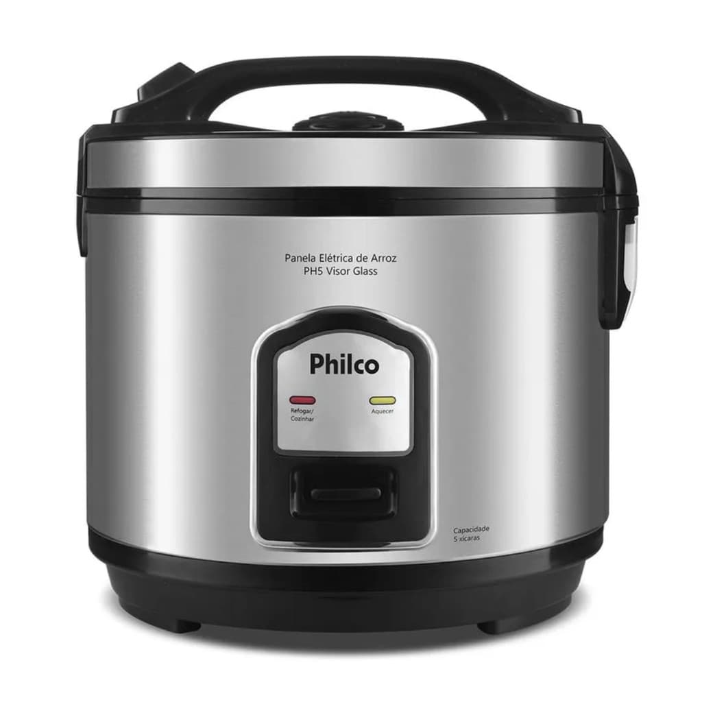 Panela Arroz Elétrica Philco 5 Xícaras PH5P Visor Glass Inox 400w Toque Frio