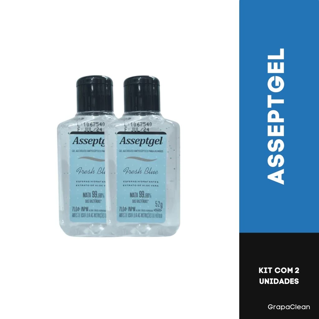 KIT 2 ALCOOL GEL 70 ASSEPTGEL FRESH BLUE 52G