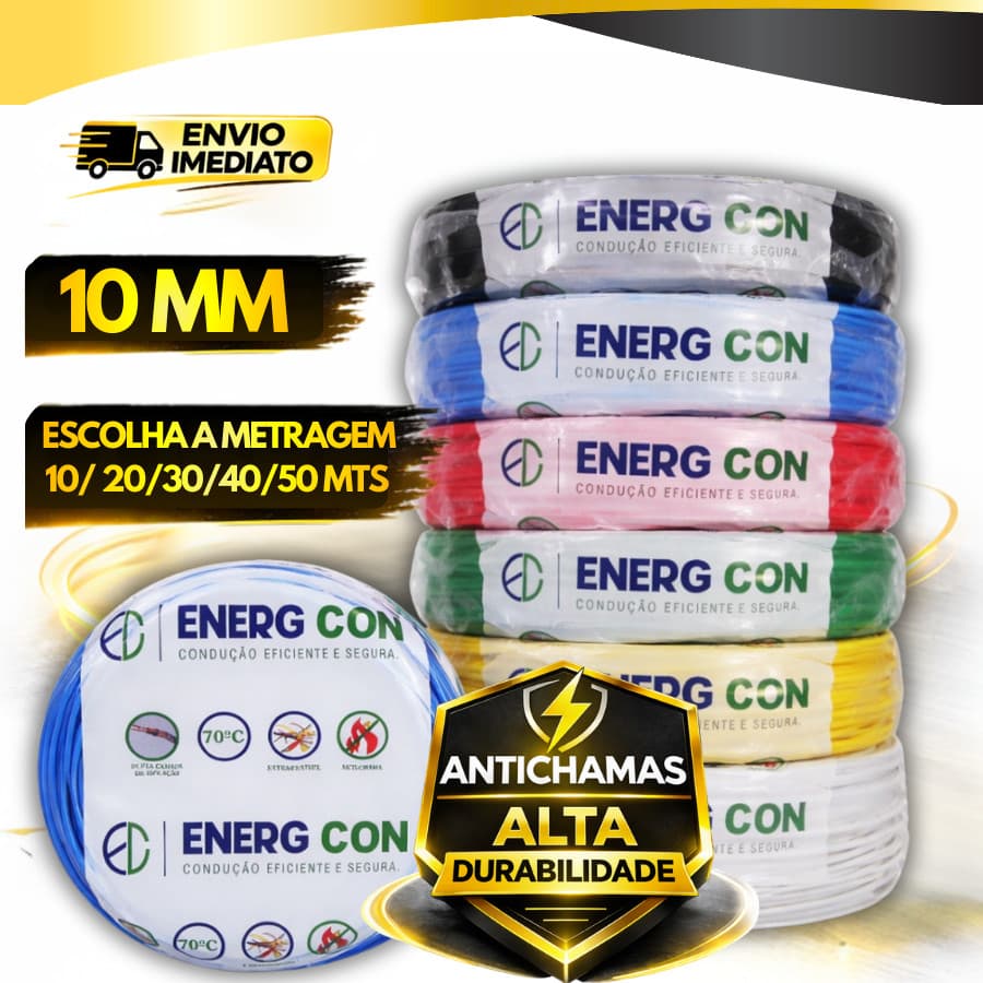 Fio Flexivel Cabo 10,0mm - 10, 20, 30, 40 e 50m