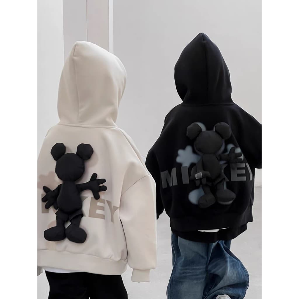 AINI crianças versão coreana jaqueta com zíper tridimensional Mickey Hoodie primavera outono estilo médio crianças grand