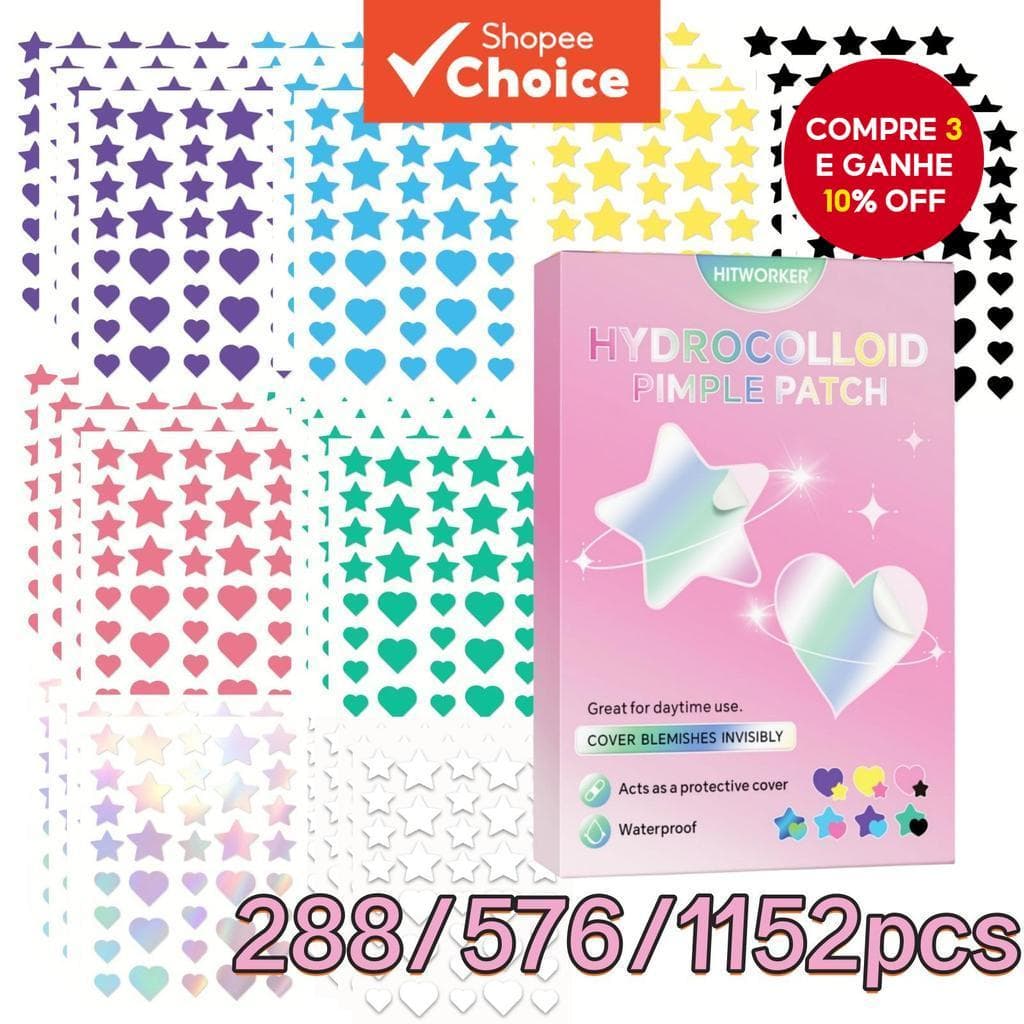  288/576/1152 Peças de Adesivos para Acne | Suaves e Não Irritantes, Cobertura Eficaz de Manchas | Adesivos Corretivos