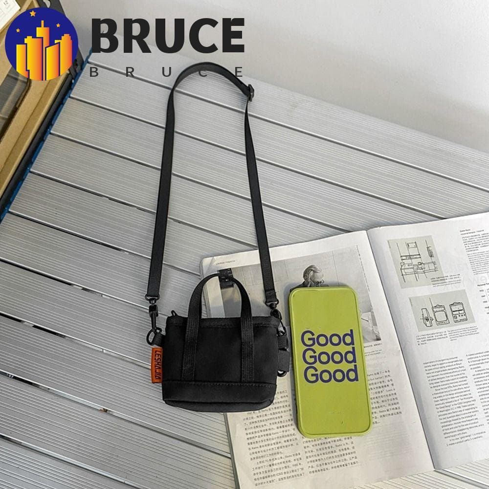 Pingente De Bolsa De Moedas De Nylon BRUCE , Carteira Masculina Estilo Coreano Com Chaveiro , Mini Crossbody Portátil