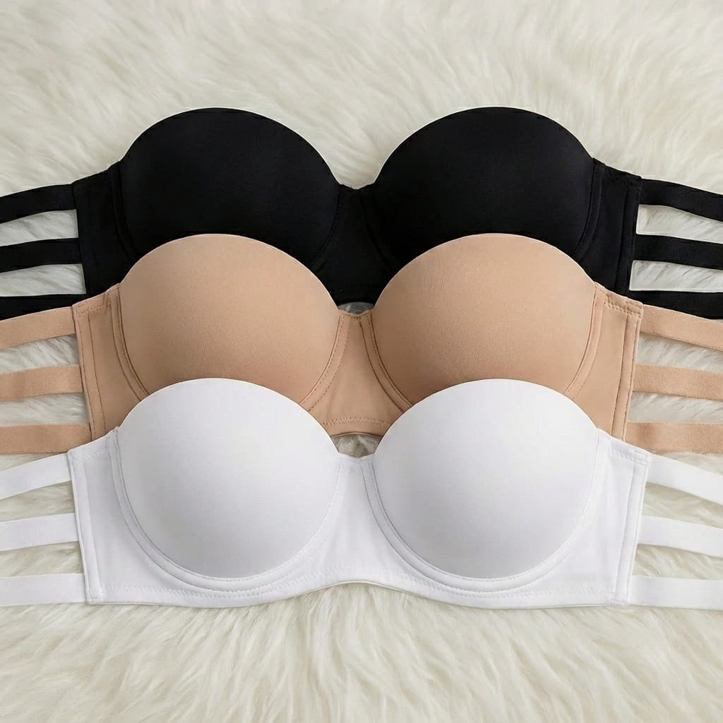 Kit 3 Sutiã Tomara que Caia 3 Tiras Elásticas Reforçado Sutian Com Bojo Conforto