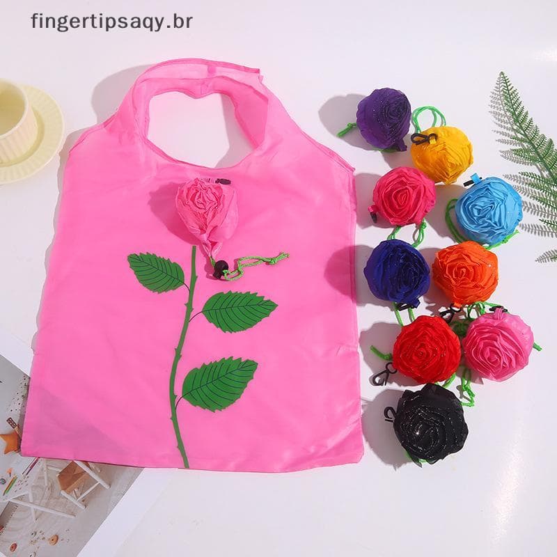 FINGE Rosa Flor Dobrável Saco De Compras Portátil Grande Capacidade Sacola Leve Durável Bolsa De Viagem Armazenamento ,